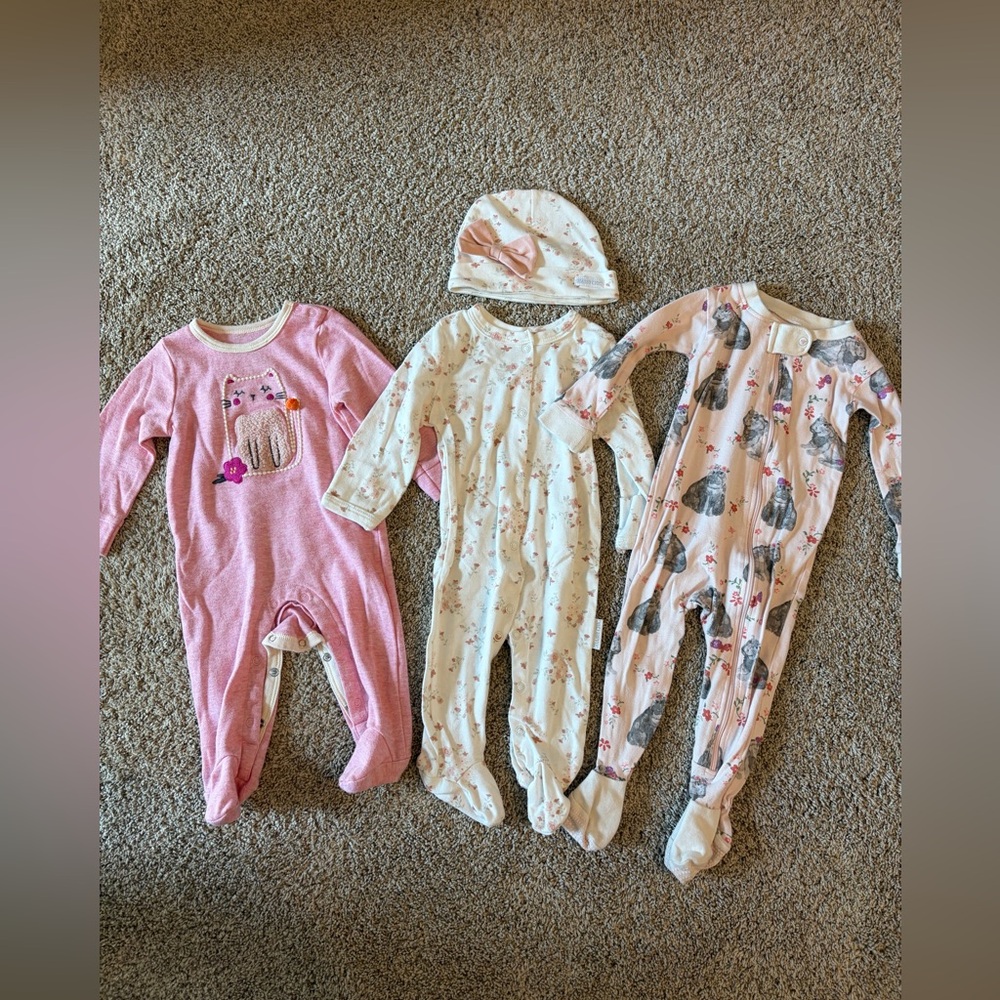 Bundle of Baby Girl 6-9m Footed Pajamas